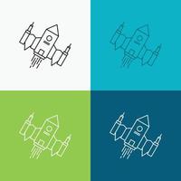 spacecraft. spaceship. ship. space. alien Icon Over Various Background. Line style design. designed for web and app. Eps 10 vector illustration