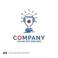 Company Name Logo Design For award. trophy. prize. win. cup. Blue and red Brand Name Design with place for Tagline. Abstract Creative Logo template for Small and Large Business. vector