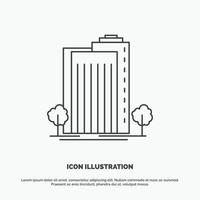 edificio. verde. planta. ciudad. icono inteligente. símbolo gris vectorial de línea para ui y ux. sitio web o aplicación móvil vector