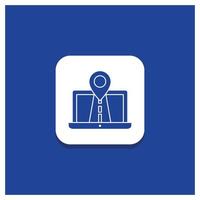 Blue Round Button for Navigation. Map. System. GPS. Route Glyph icon vector