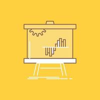 Business. chart. data. graph. stats Flat Line Filled Icon. Beautiful Logo button over yellow background for UI and UX. website or mobile application vector