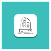 Round Button for Ai. brain. future. intelligence. machine Line icon Turquoise Background vector