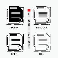 agreement. contract. deal. document. paper Icon in Thin. Regular. Bold Line and Glyph Style. Vector illustration