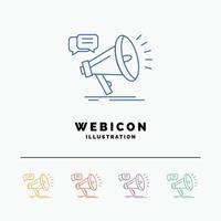 marketing. megaphone. announcement. promo. promotion 5 Color Line Web Icon Template isolated on white. Vector illustration