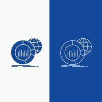 Big. chart. data. world. infographic Line and Glyph web Button in Blue color Vertical Banner for UI and UX. website or mobile application vector