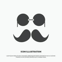 bigote. inconformista. movimiento lentes. icono de los hombres. símbolo gris vectorial de glifo para ui y ux. sitio web o aplicación móvil vector