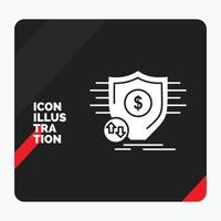 fondo de presentación creativa rojo y negro para finanzas. financiero. dinero. seguro. icono de glifo de seguridad vector