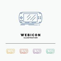 Console. device. game. gaming. psp 5 Color Line Web Icon Template isolated on white. Vector illustration