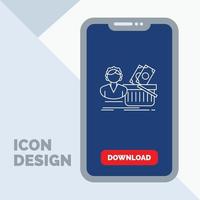 Salary. Shopping. basket. shopping. female Line Icon in Mobile for Download Page vector