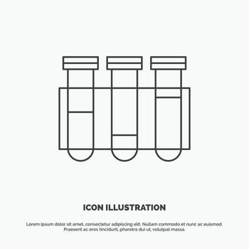 prueba. tubo. Ciencias. laboratorio. icono de sangre. símbolo gris vectorial de línea para ui y ux. sitio web o aplicación móvil vector