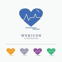 ecg. heart. heartbeat. pulse. beat 5 Color Glyph Web Icon Template isolated on white. Vector illustration