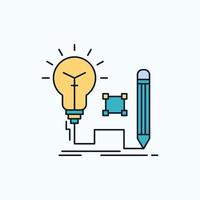 Idea. insight. key. lamp. lightbulb Flat Icon. green and Yellow sign and symbols for website and Mobile appliation. vector illustration