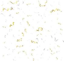 Golden Confetti And Streamer Ribbon Falling On Transparent Background. Vector