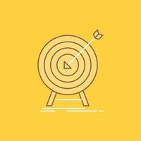 goal. hit. market. success. target Flat Line Filled Icon. Beautiful Logo button over yellow background for UI and UX. website or mobile application vector