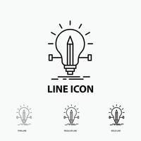 bulb. creative. solution. light. pencil Icon in Thin. Regular and Bold Line Style. Vector illustration