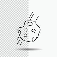 Asteroid. astronomy. meteor. space. comet Line Icon on Transparent Background. Black Icon Vector Illustration