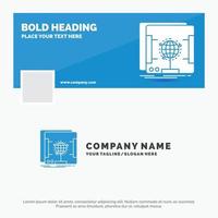 Blue Business Logo Template for 3d. dimensional. holographic. scan. scanner. Facebook Timeline Banner Design. vector web banner background illustration