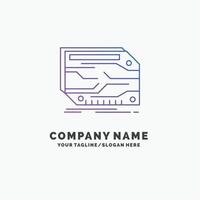 card. component. custom. electronic. memory Purple Business Logo Template. Place for Tagline vector