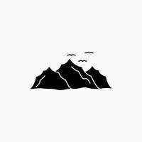 mountain. landscape. hill. nature. birds Glyph Icon. Vector isolated illustration