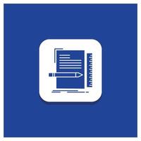 Blue Round Button for Code. coding. file. programming. script Glyph icon vector