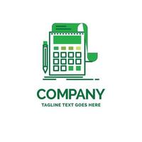 Accounting. audit. banking. calculation. calculator Flat Business Logo template. Creative Green Brand Name Design. vector