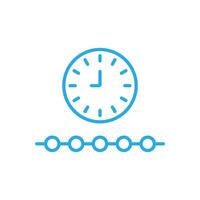 eps10 línea de tiempo vectorial azul o icono de línea de progreso aislado en fondo blanco. símbolo de esquema de tecnología fintech en un estilo moderno y plano simple para el diseño de su sitio web, logotipo y aplicación móvil vector