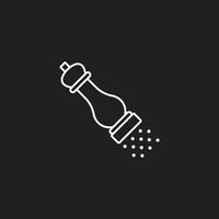 eps10 white vector pepper mill or pepper shaker line icon isolated on black background. salt or spice outline symbol in a simple flat trendy modern style for your website design, logo, and mobile app