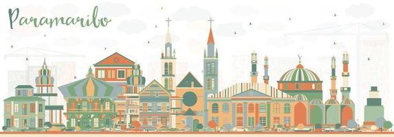 Abstract Paramaribo Skyline with Color Buildings. vector