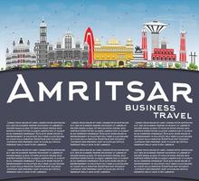 Amritsar Skyline with Gray Buildings, Blue Sky and Copy Space. vector