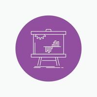 Business. chart. data. graph. stats White Line Icon in Circle background. vector icon illustration