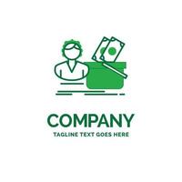 salario. compras. cesta. compras. plantilla de logotipo de empresa plana femenina. diseño creativo de marca verde. vector