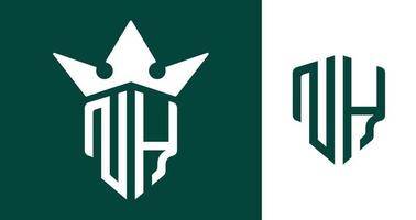 Diseños creativos del logotipo nh con letras iniciales. vector