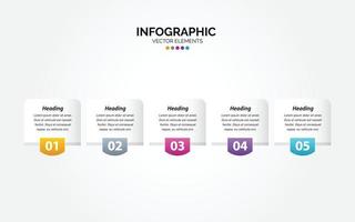 Horizontal Infographic design template. Creative concept with 5 steps. Can be used for workflow layout. diagram. banner. webdesign. Vector illustration