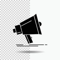 Bullhorn. digital. marketing. media. megaphone Glyph Icon on Transparent Background. Black Icon vector