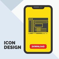 Admin. console. panel. root. software Glyph Icon in Mobile for Download Page. Yellow Background vector