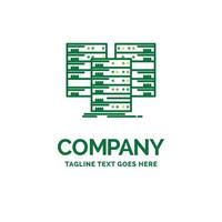 Center. centre. data. database. server Flat Business Logo template. Creative Green Brand Name Design. vector