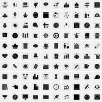 Set of 100 Universal Solid Icons vector