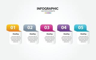 línea de tiempo 5 opciones infografía horizontal para presentaciones flujo de trabajo diagrama de proceso informe de diagrama de flujo vector