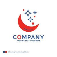 Company Name Logo Design For Moon. Night. star. weather. space. Blue and red Brand Name Design with place for Tagline. Abstract Creative Logo template for Small and Large Business. vector