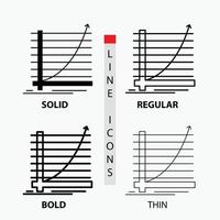 Arrow. chart. curve. experience. goal Icon in Thin. Regular. Bold Line and Glyph Style. Vector illustration