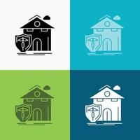 insurance. home. house. casualty. protection Icon Over Various Background. glyph style design. designed for web and app. Eps 10 vector illustration