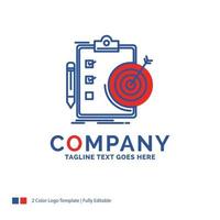 Company Name Logo Design For goals. report. analytics. target. achievement. Blue and red Brand Name Design with place for Tagline. Abstract Creative Logo template for Small and Large Business. vector