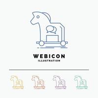 Cybercrime. horse. internet. trojan. virus 5 Color Line Web Icon Template isolated on white. Vector illustration