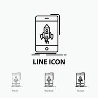 game. gaming. start. mobile. phone Icon in Thin. Regular and Bold Line Style. Vector illustration