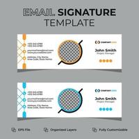 Corporate modern email signature or email footer and personal social media cover design, flat, abstract, modern, and minimal template with dark blue, yellow, black colors, vector illustration layout.