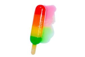 Melted colorful pop stick icecream isoleted on white background.File contain a  clipping path. photo