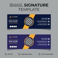 Corporate modern email signature or email footer and personal social media cover design, flat, abstract, modern, and minimal template with dark blue, yellow, black colors, vector illustration layout.