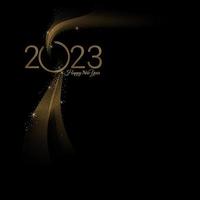 happy new year 2023 greeting template with golden color for social media, card, etc. vector