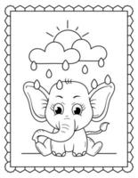 Baby Elephant Coloring Page, Cute elephant Line art. Elephant Line art Drawing vector