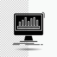 analytics. processing. dashboard. data. stats Glyph Icon on Transparent Background. Black Icon vector